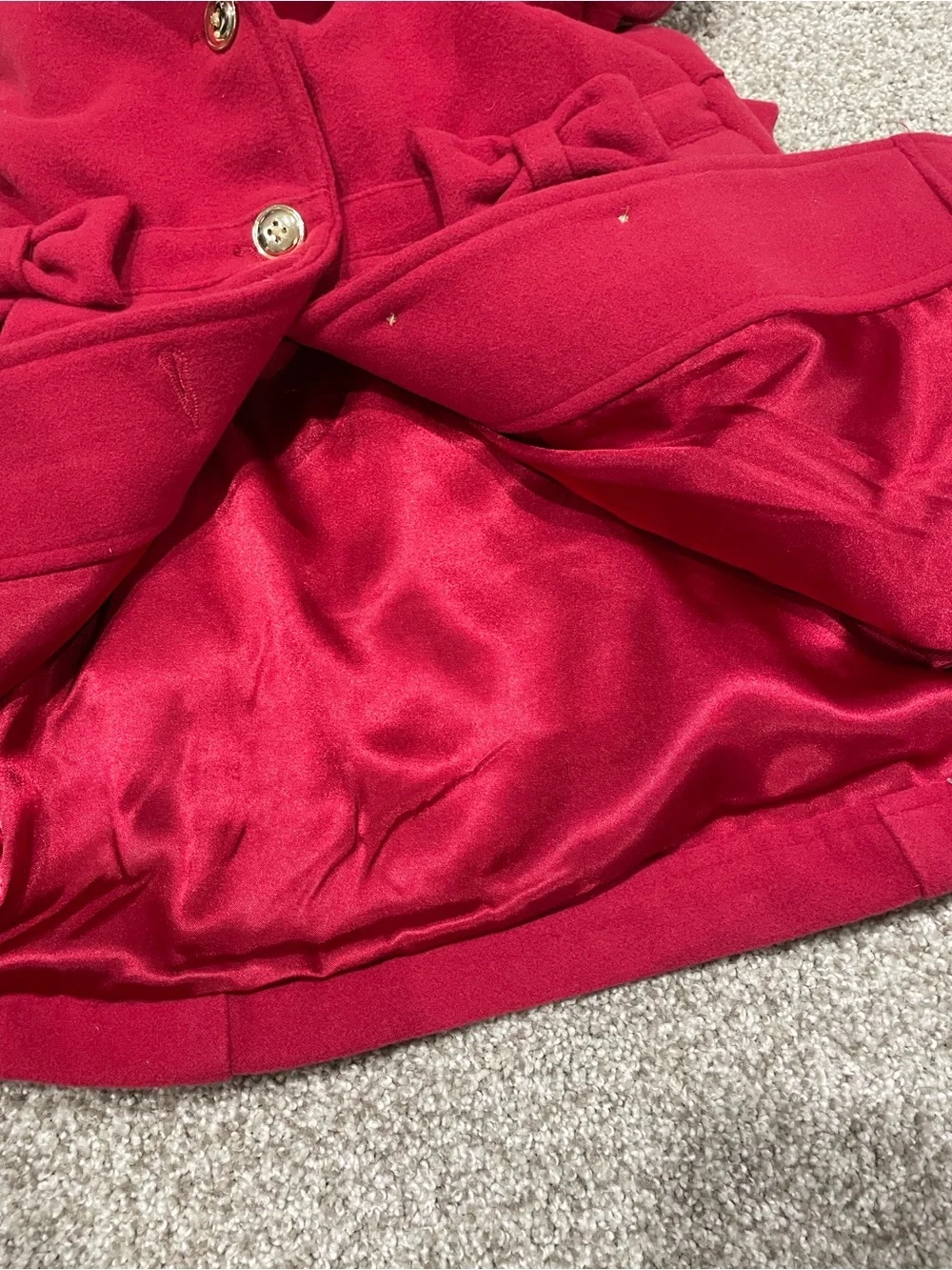 Gymboree Girls' Red Bow-Trim Pea Coat